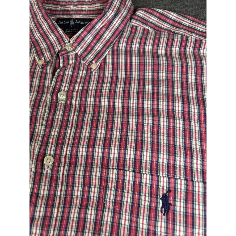 Polo‎ Ralph Lauren Shirt Mens XL Plaid Short Sleeve Button Down Big Shirt